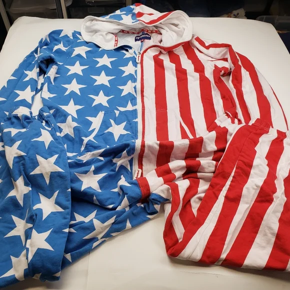 Tipsy Elves USA Onesie American Flag Patriotic Jumpsuit Stars Stripes XL - Picture 2 of 10